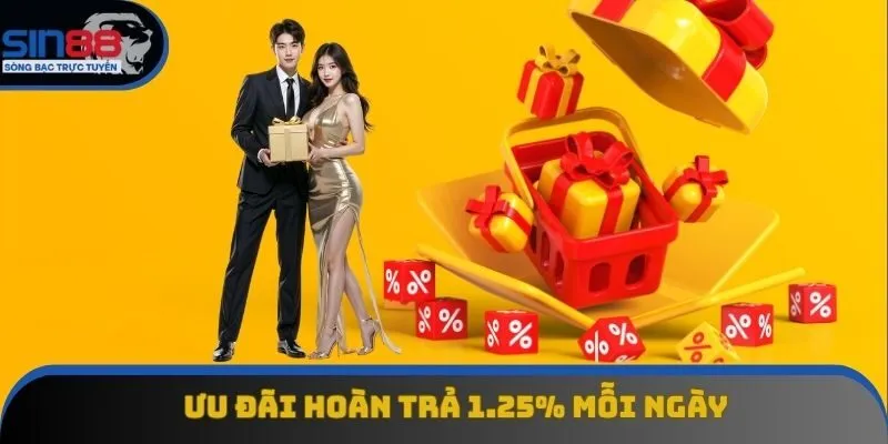Quà tặng hoàn trả 1.25% mỗi ngày chỉ có tại Sin88